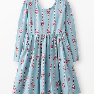 Hanna Andersson Blue and Red Bow Pattern Skater Dress with Pockets